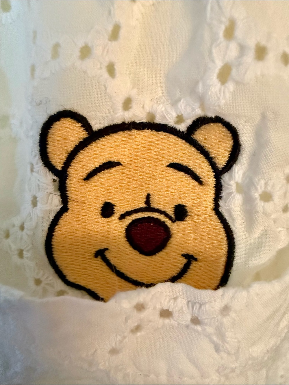 Disney White Eyelet Short Sleeve Blouse with Winnie the Pooh embroidery - Picture 3 of 5